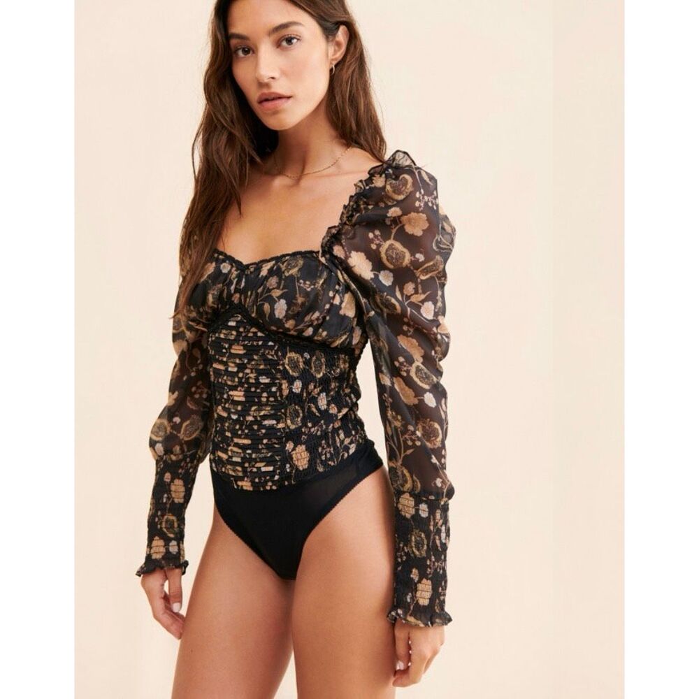 New Free People Intimately‎ Brunch Date Bodysuit Sweetheart Neckline Size S - Picture 2 of 15